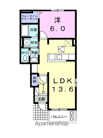 ピーメイルB(1LDK/1階)の間取り写真