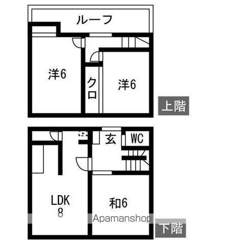 西岡4条13丁目メゾネットⅡ(3DK/1階)の間取り写真