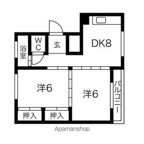 マンションヒロタB(2DK/4階)の間取り写真