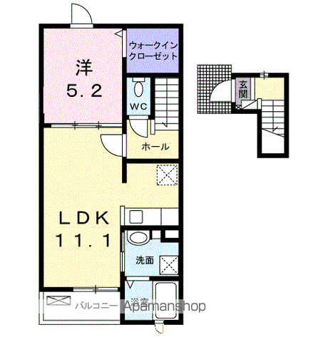 レジデンス カサノⅣ(1LDK/2階)の間取り写真