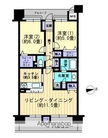 J CITY中新町(2LDK/8階)の間取り写真