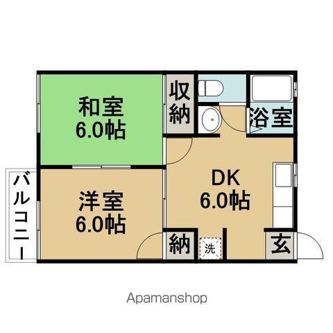 サンクレヤA・B棟(2DK/2階)の間取り写真