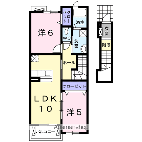 CIELO SERENO(2LDK/2階)の間取り写真