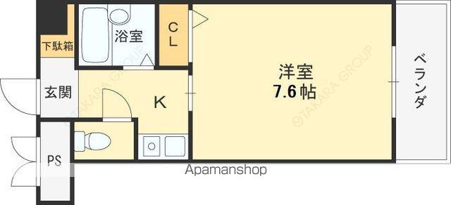 ウイングコート東大阪(1K/4階)の間取り写真