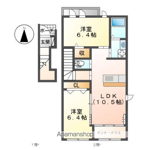 グリーン川島(2LDK/2階)の間取り写真