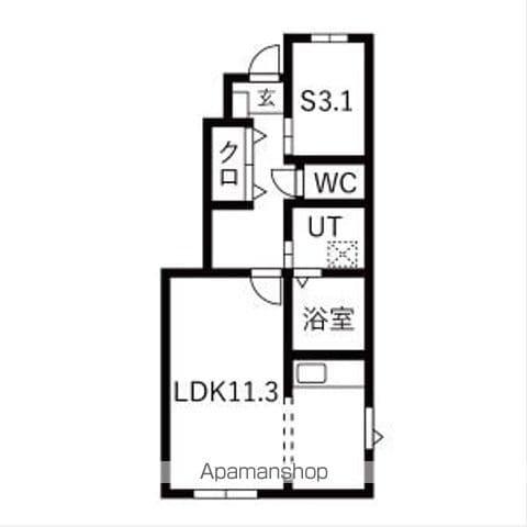 ほのむB棟(1K/1階)の間取り写真