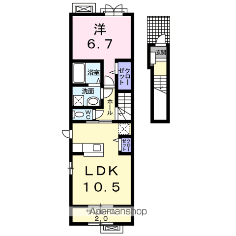 ブリーズ(1LDK/2階)の間取り写真