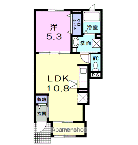 R-SQUARE(1LDK/1階)の間取り写真