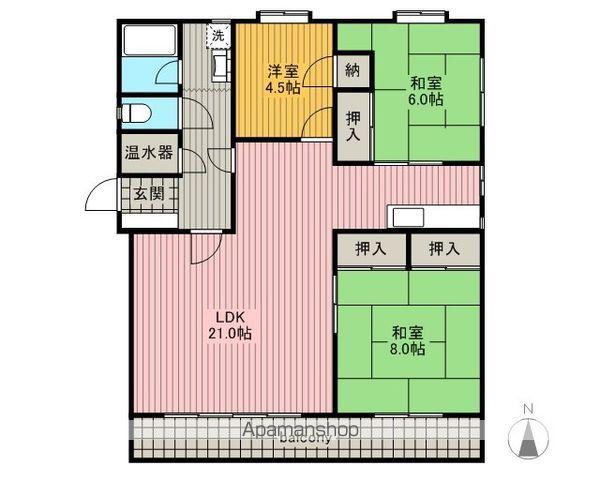 西坂ハイツ(3LDK/4階)の間取り写真