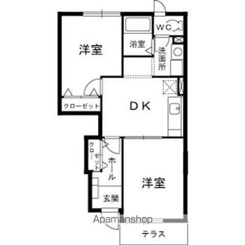 アスピラシオンⅠ(2DK/1階)の間取り写真
