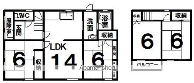 根室本線 釧路駅 バス乗車時間：30分 第２若草団地バス停で下車 徒歩4分 2階建 築49年(4LDK)の間取り写真