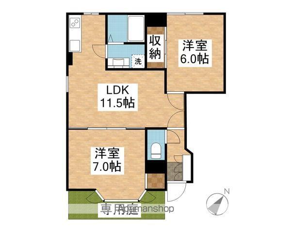 東武伊勢崎・大師線 羽生駅 徒歩20分 2階建 築27年(2LDK/1階)の間取り写真