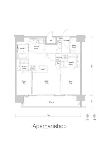 エンクレスト博多PARKSIDE(2LDK/14階)の間取り写真