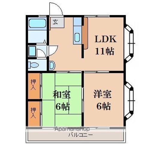 ストークハイム(2LDK/2階)の間取り写真