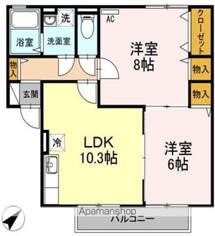 メゾン・ド・ポンパドール(2LDK/2階)の間取り写真