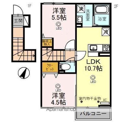 匠乃館 F(2LDK/2階)の間取り写真
