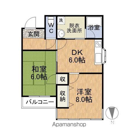 ヴェルデュール(2DK/3階)の間取り写真