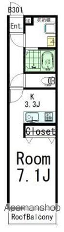 PLUM HOUSE B(1K/3階)の間取り写真