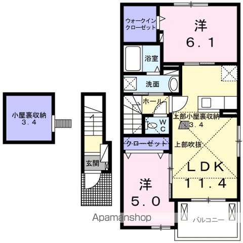 FIORE(2LDK/2階)の間取り写真