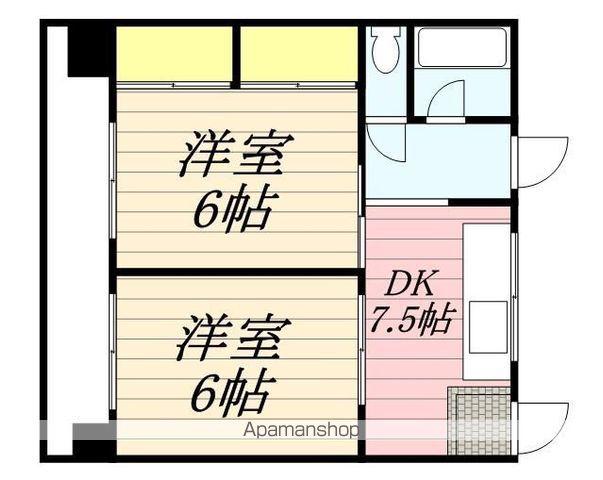飯倉ガーデンハイツⅢ(2DK/2階)の間取り写真