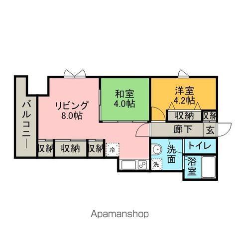 天神リベラ(2DK/9階)の間取り写真