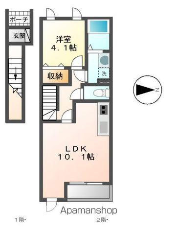 ボヌール(1LDK/2階)の間取り写真