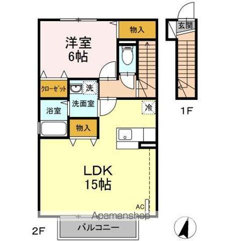 ベルコモンズ(1LDK/2階)の間取り写真