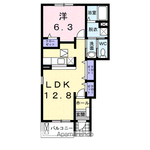 セレーノ(1LDK/1階)の間取り写真