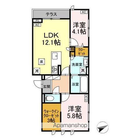 D-COMODO関前(2LDK/1階)の間取り写真