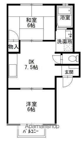 クレール美の浜(2DK/1階)の間取り写真