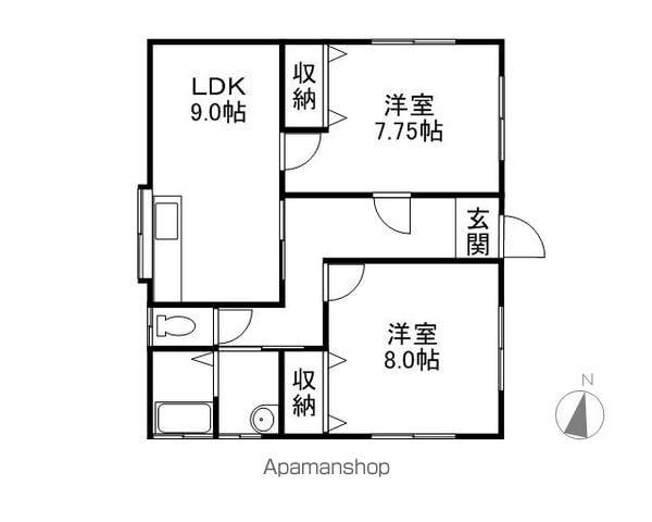 山形県鶴岡市 1階建 築24年(2DK)の間取り写真
