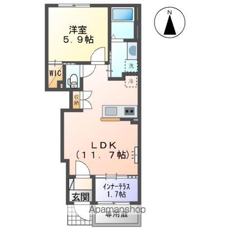 CASA ESTE唐津Ⅰ(1LDK/1階)の間取り写真