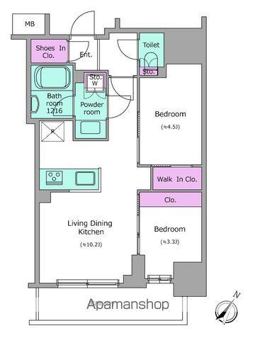 アーバネックス日本橋茅場町(2LDK/3階)の間取り写真