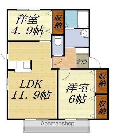 キャスティールII(2LDK/2階)の間取り写真