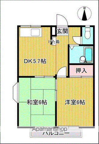 ブルーミング岩沼(2K/2階)の間取り写真