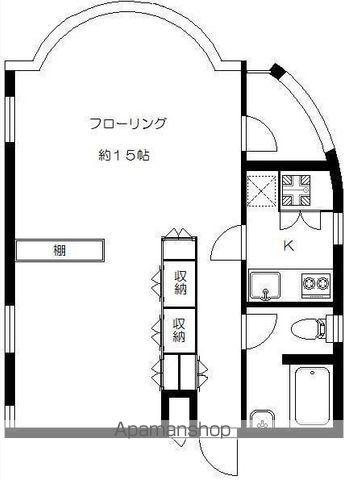 東京地下鉄方南支線 中野富士見町駅 徒歩7分 3階建 築36年(1K/3階)の間取り写真