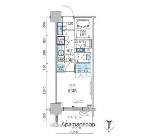 パークアクシス両国馬車通(1K/8階)の間取り写真