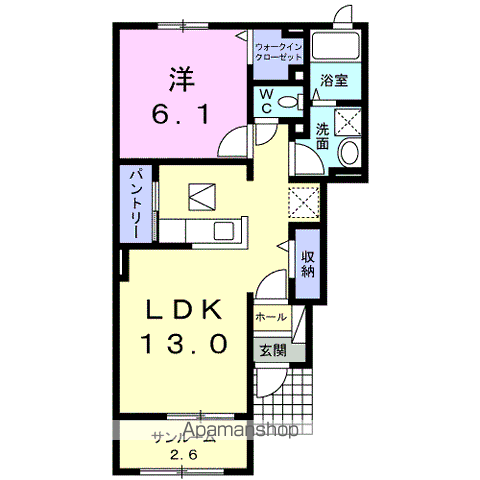 ブエナローザ(1LDK/1階)の間取り写真
