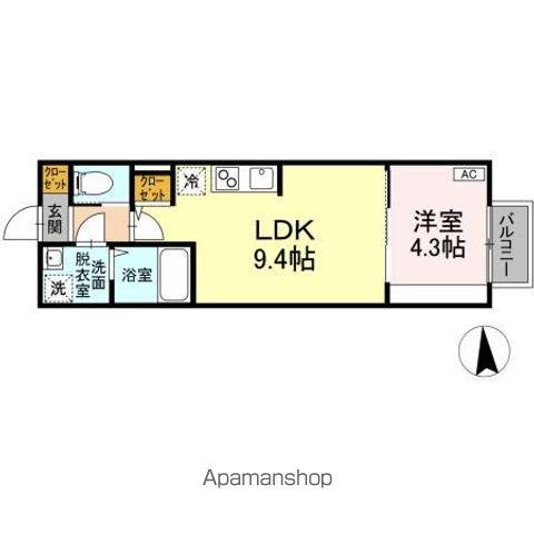 ジオ黒松(1LDK/1階)の間取り写真