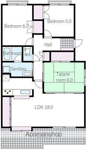 中州郷ハイツ(3LDK/3階)の間取り写真