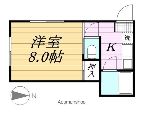 Gハウス B棟(1K/2階)の間取り写真