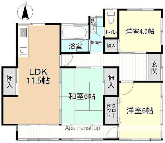 常磐線 草野駅(福島) バス乗車時間：17分 平六小バス停で下車 徒歩4分 1階建 築59年(3LDK)の間取り写真