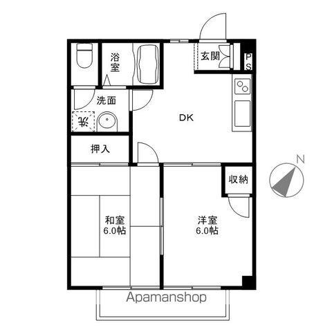 ガーデン・ヒルズⅡ(2DK/1階)の間取り写真