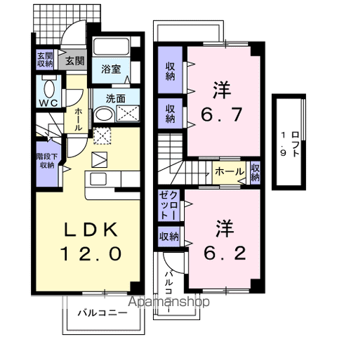 スマイルK・Ⅰ(2LDK/1階)の間取り写真