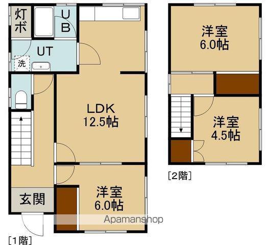 北海道函館市 2階建 築47年(3LDK)の間取り写真