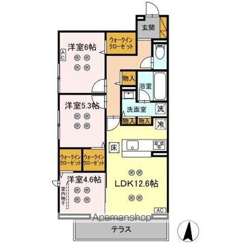 ローテ ベルク(3LDK/1階)の間取り写真