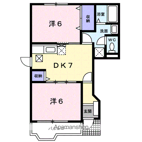 PATIENT上野山(2DK/1階)の間取り写真