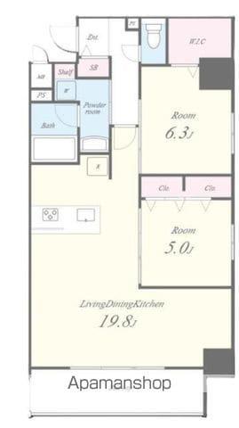 グラン クレイエル 両国(2LDK/2階)の間取り写真