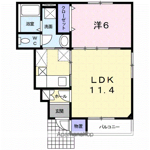ラブリィーⅤ(1LDK/1階)の間取り写真