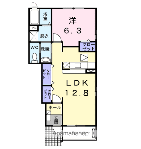 フレスクーラⅡ(1LDK/1階)の間取り写真